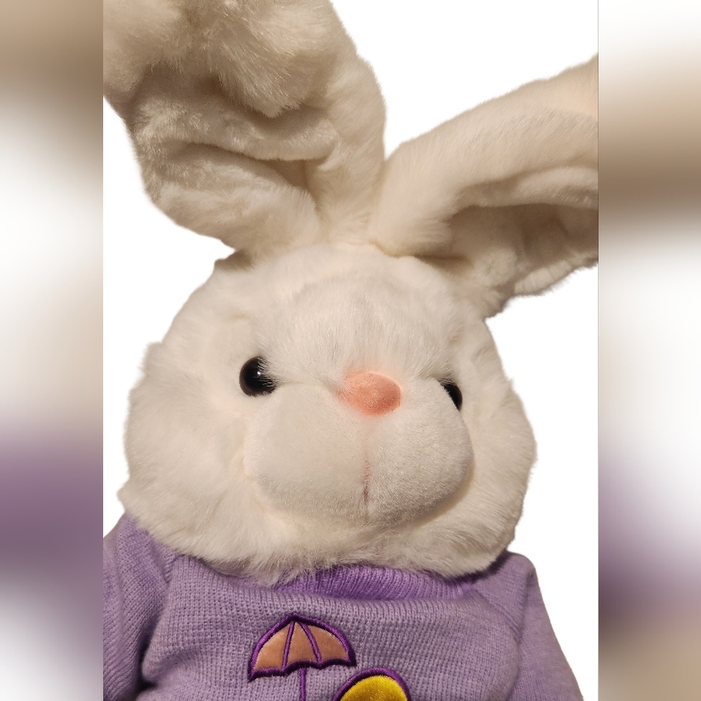 Vintage Limited Easter White Bunny Rabbit Lavender Sweater Stuffed Spring Plush - Picture 5 of 6